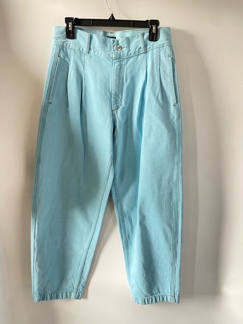 Edwin Isla Pant Ice Blue Denim Sample Resort 2021 Cropped Pleated Jeans SZ 26